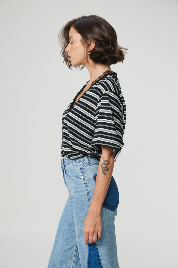 Glow Black Striped T-Shirt