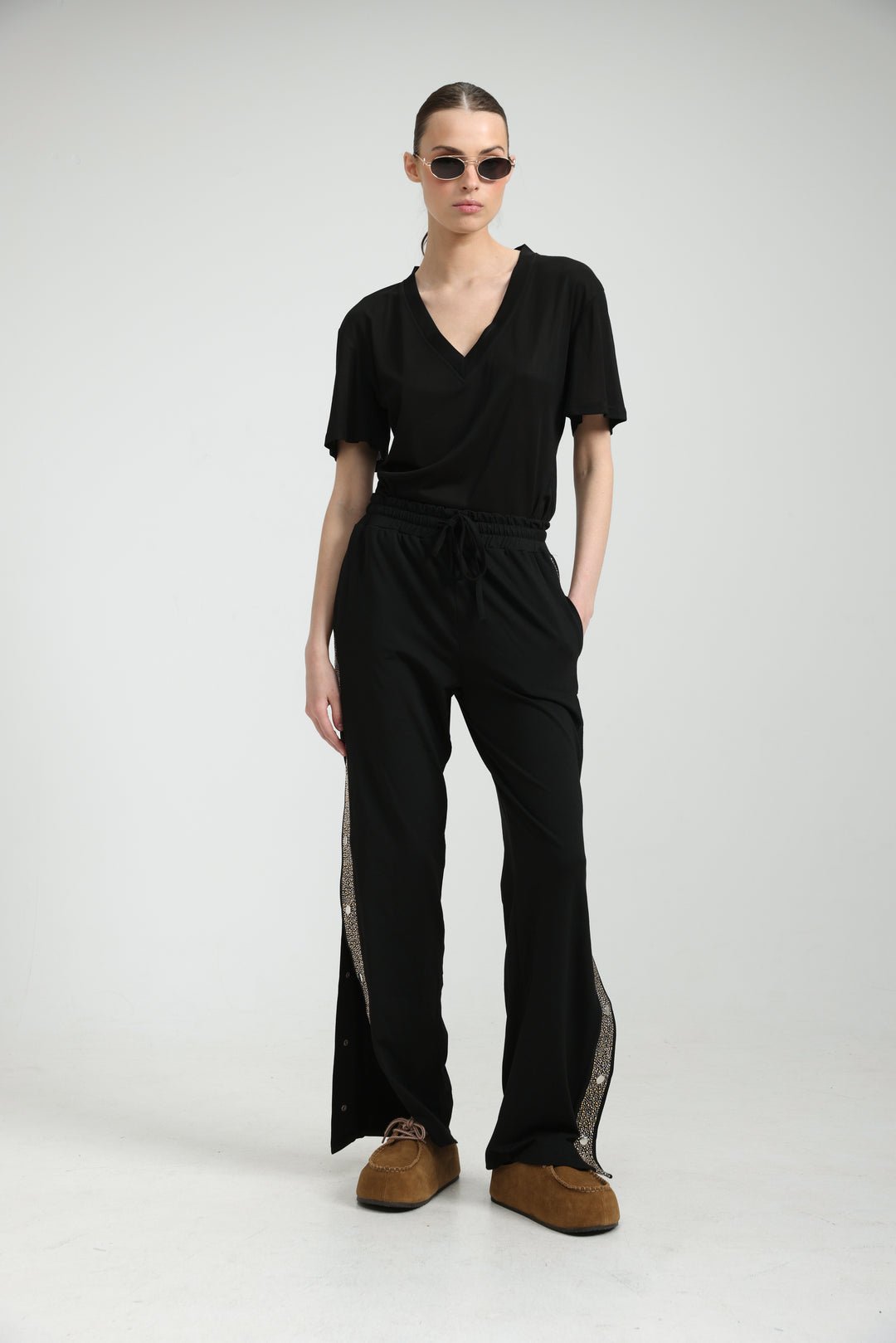 Popper Black/Rhinestones Joggers