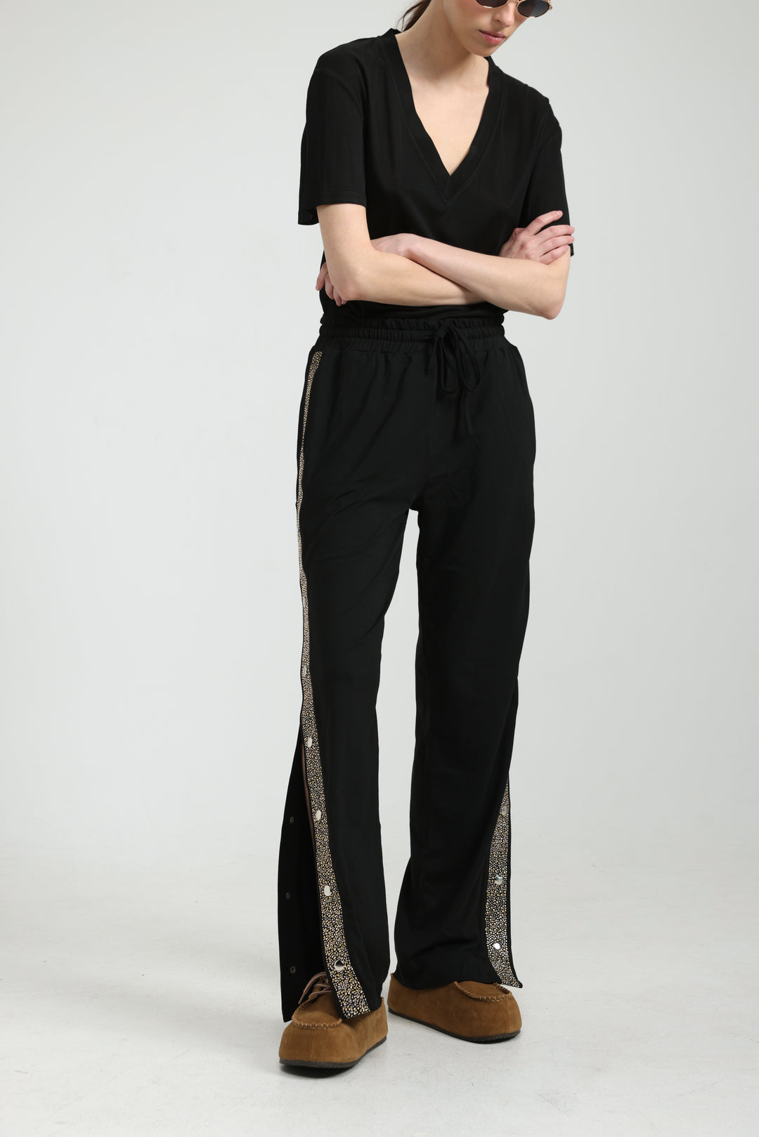 Popper Black/Rhinestones Joggers