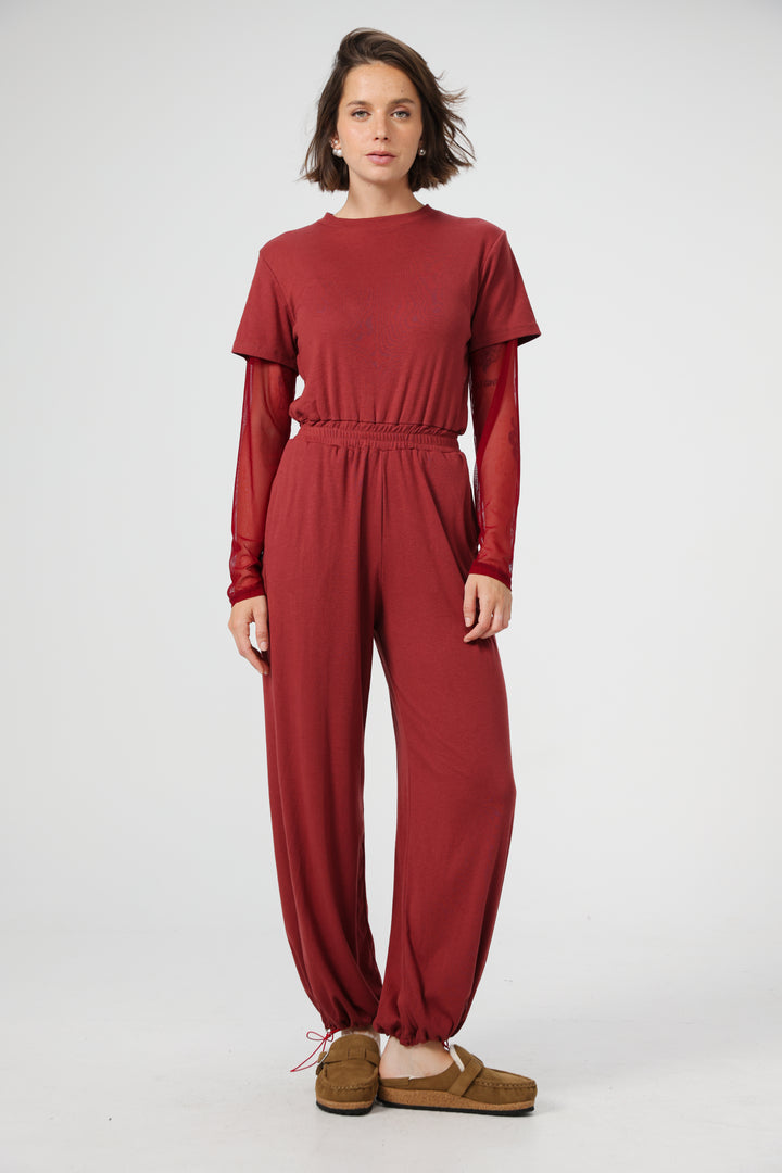 Attached Red Jumpsuit
