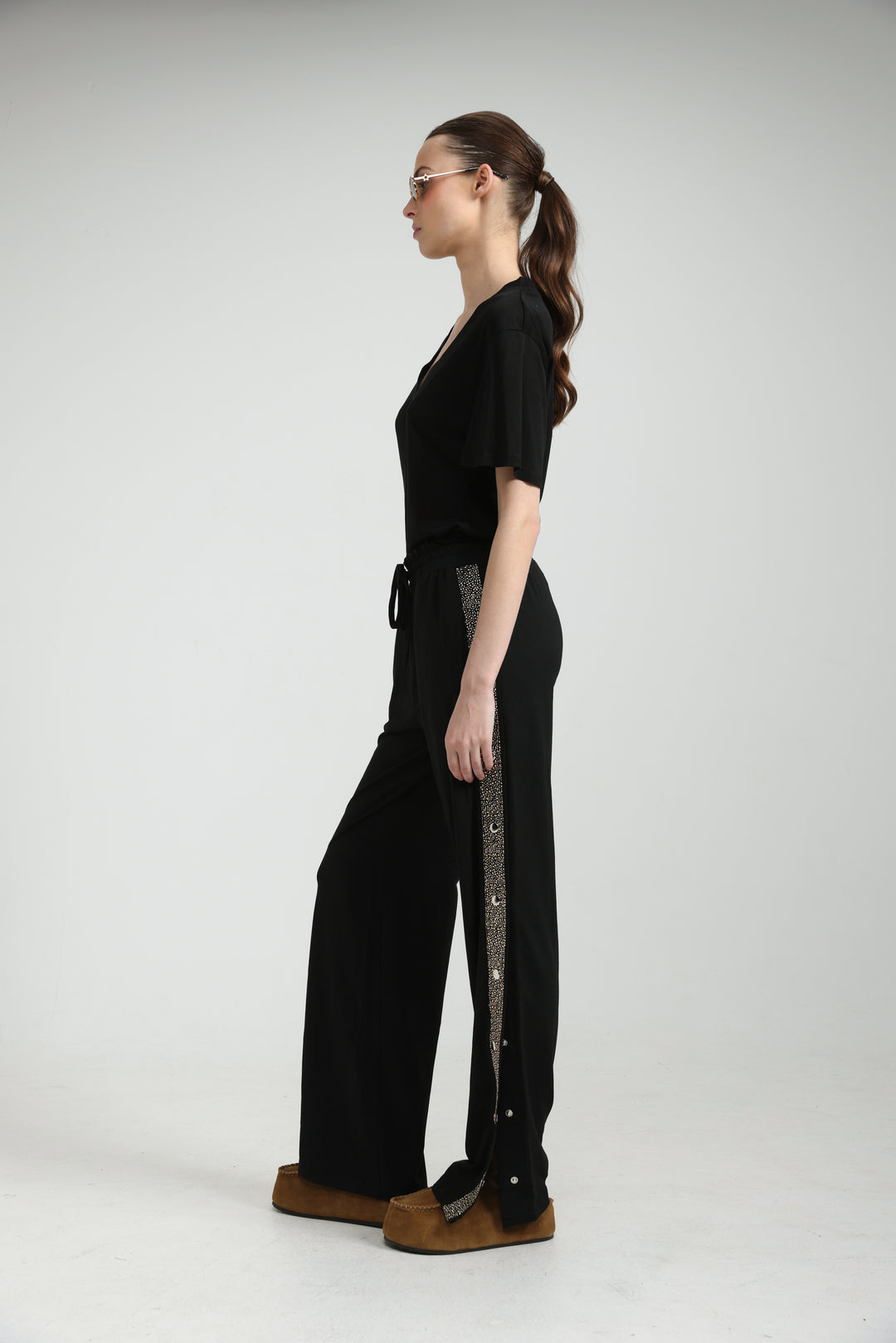 Popper Black/Rhinestones Joggers