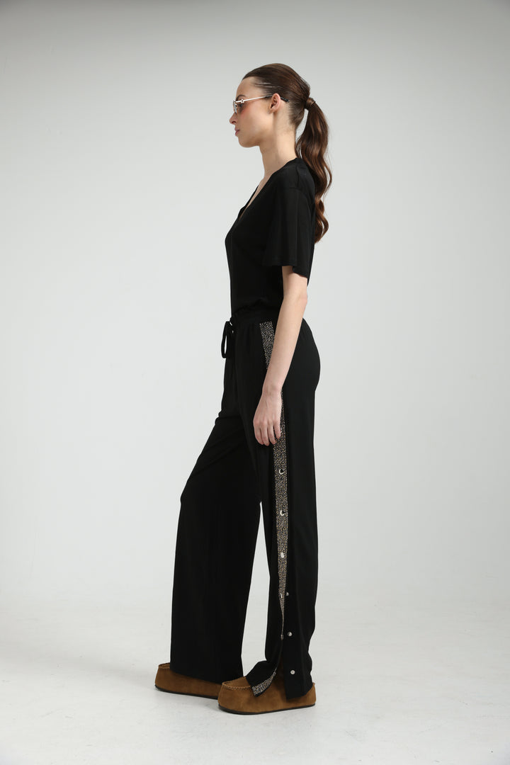 Popper Black/Rhinestones Joggers