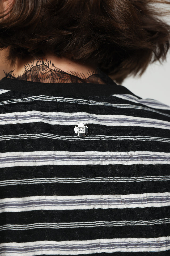 Glow Black Striped T-Shirt