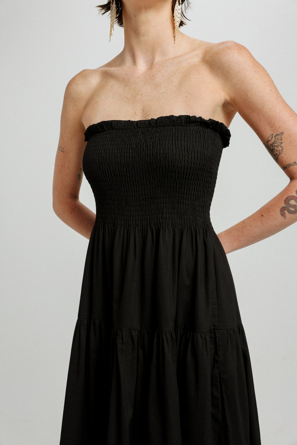 Centara Black Strapless Dress