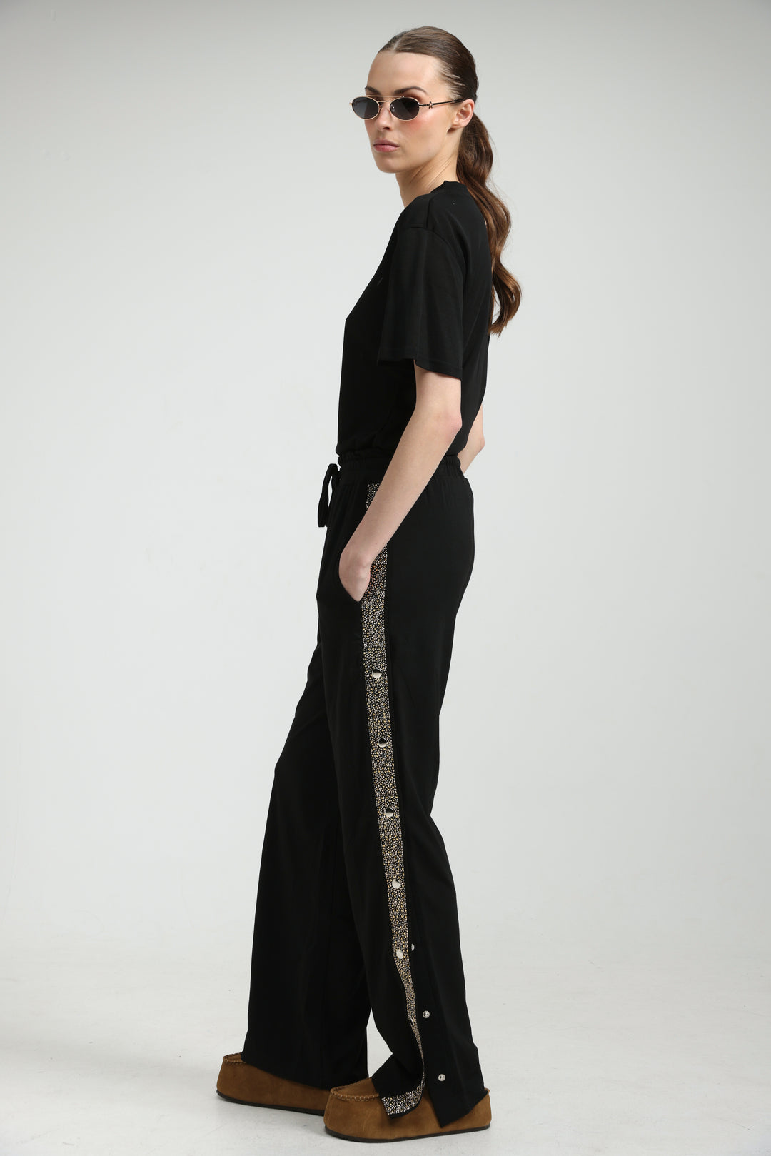 Popper Black/Rhinestones Joggers