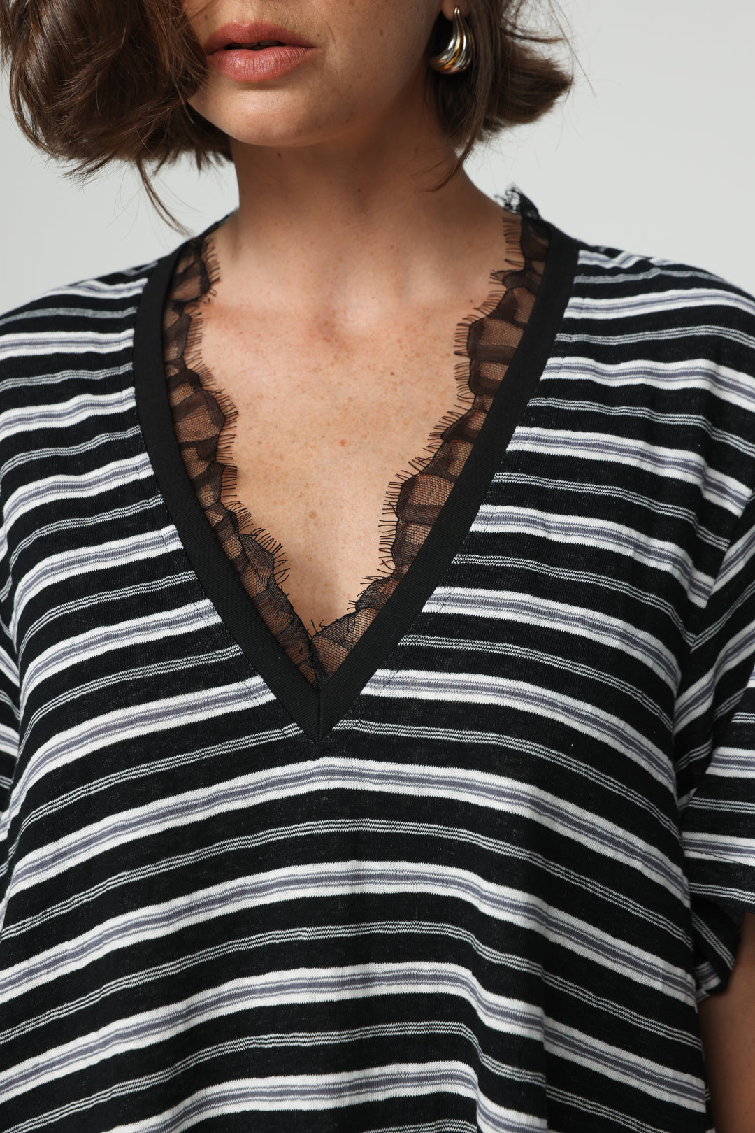 Glow Black Striped T-Shirt