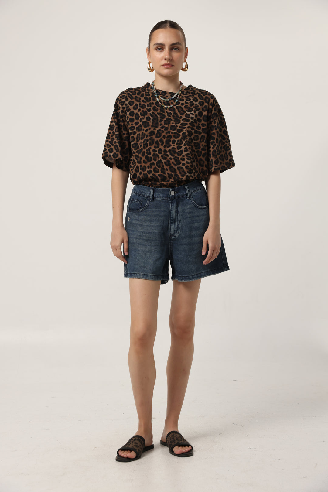 Lion Dark Blue Denim Shorts