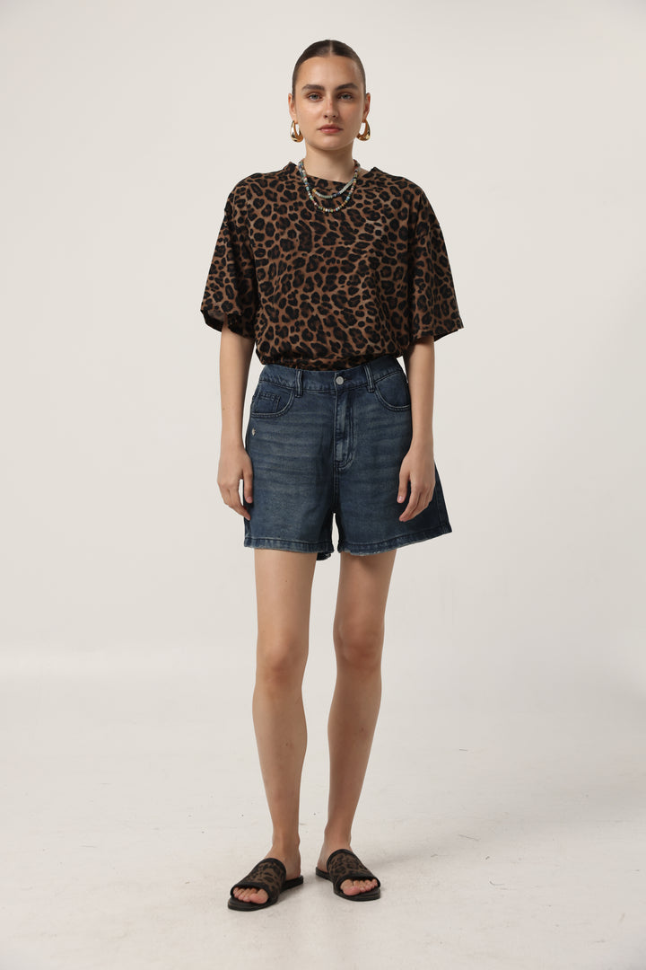 Lion Dark Blue Denim Shorts