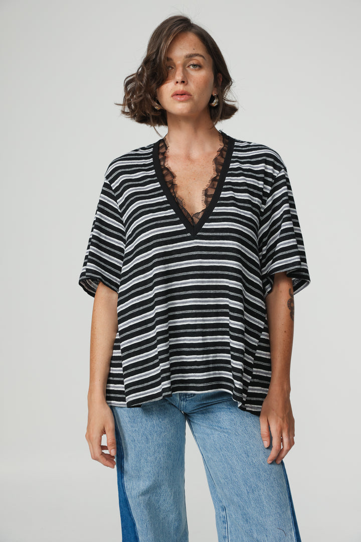 Glow Black Striped T-Shirt