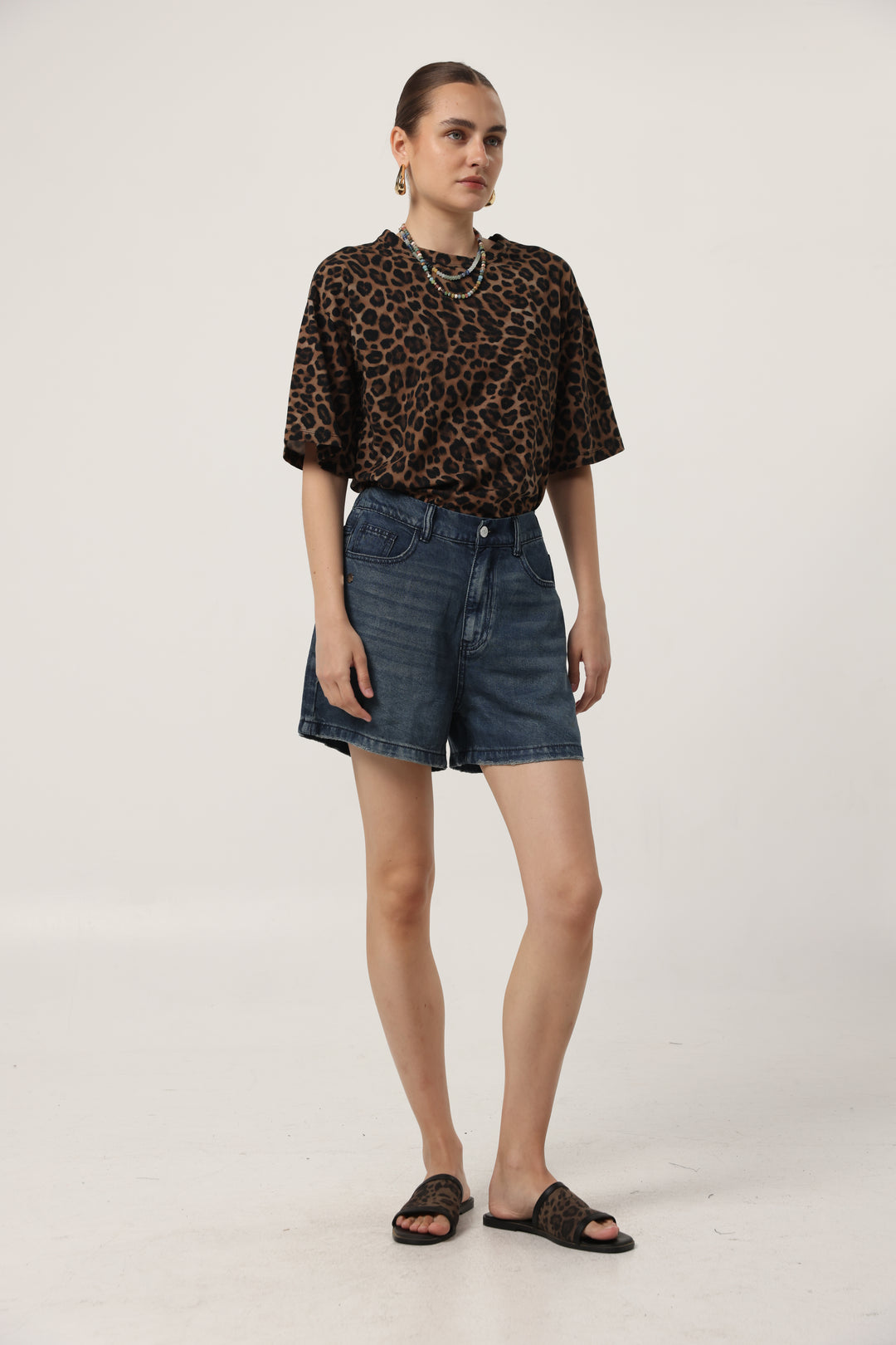 Lion Dark Blue Denim Shorts