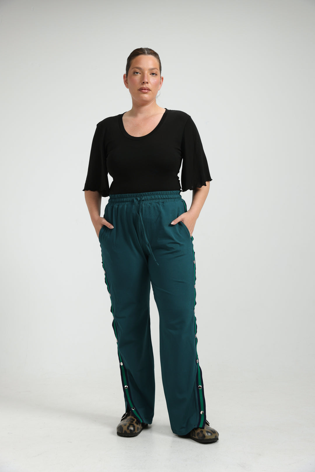 Popper Cream/Green Joggers