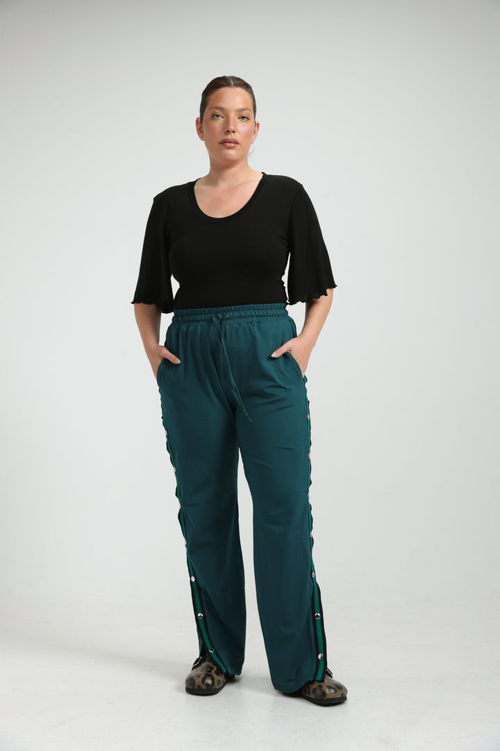 Popper Cream/Green Joggers