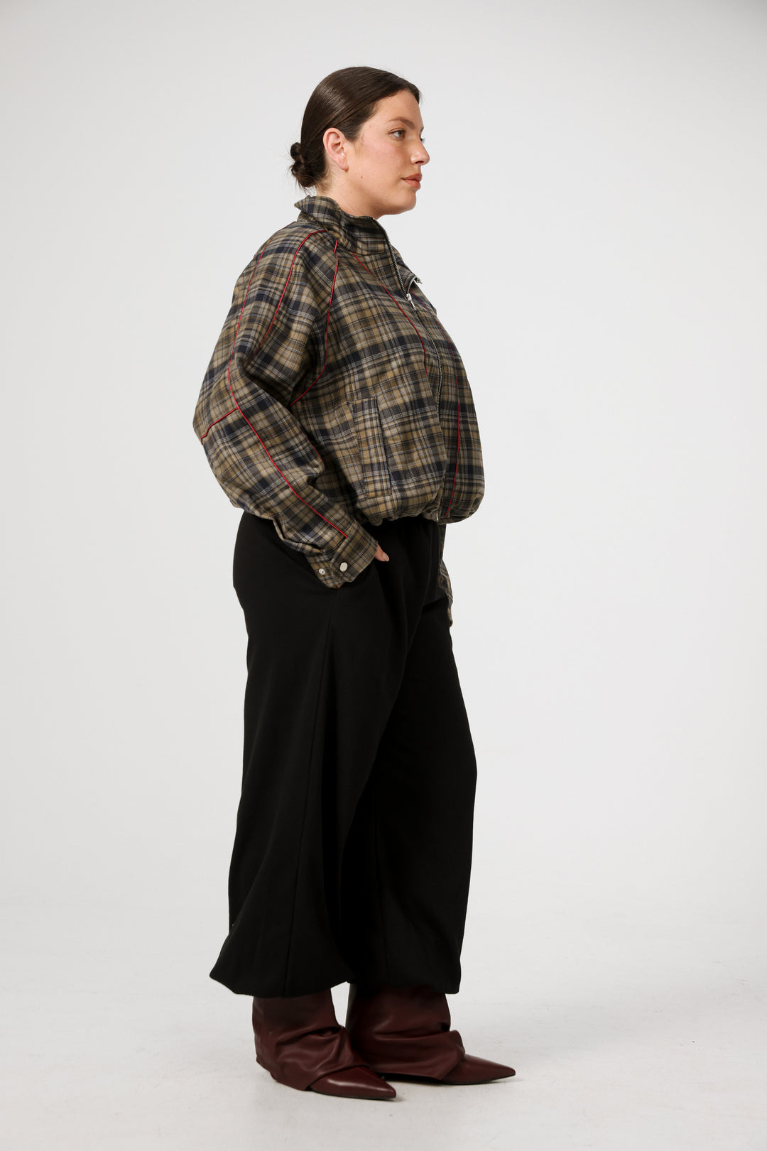 Bima Navy Plaid Bomber Jacket