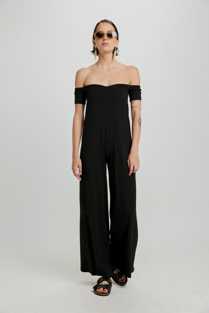 Eye Off Shoulder Black Jumpsuit