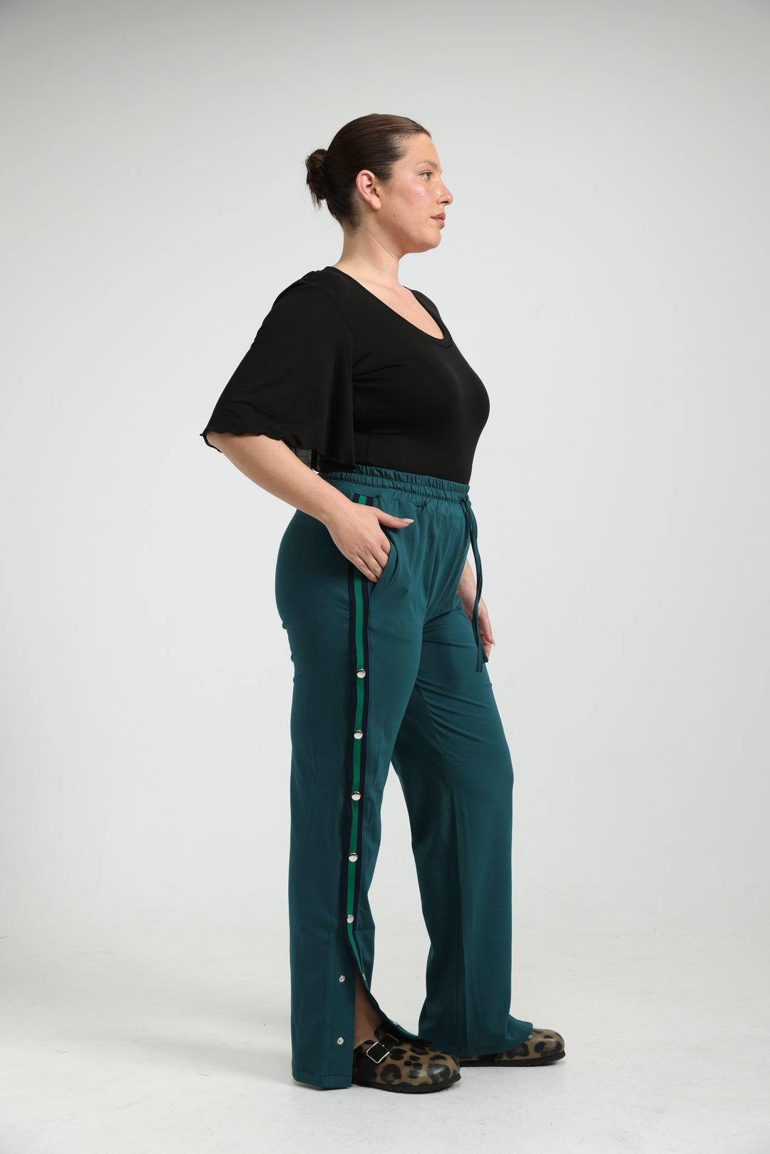 Popper Cream/Green Joggers