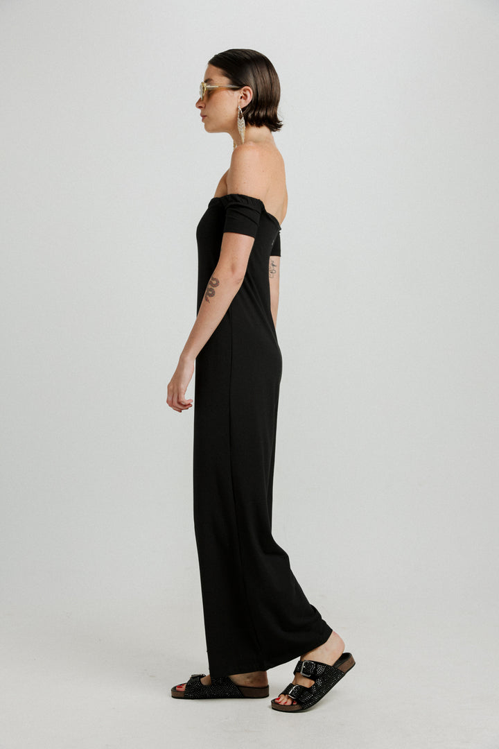 Eye Off Shoulder Black Jumpsuit