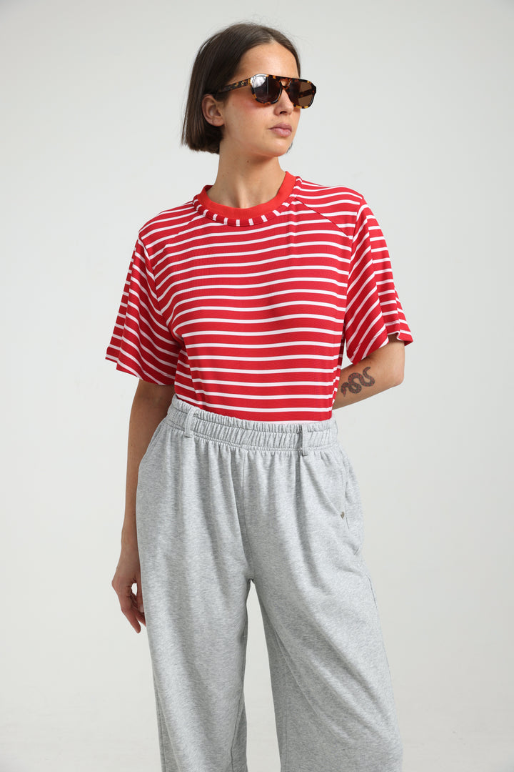 Candy Red Striped Bodysuit