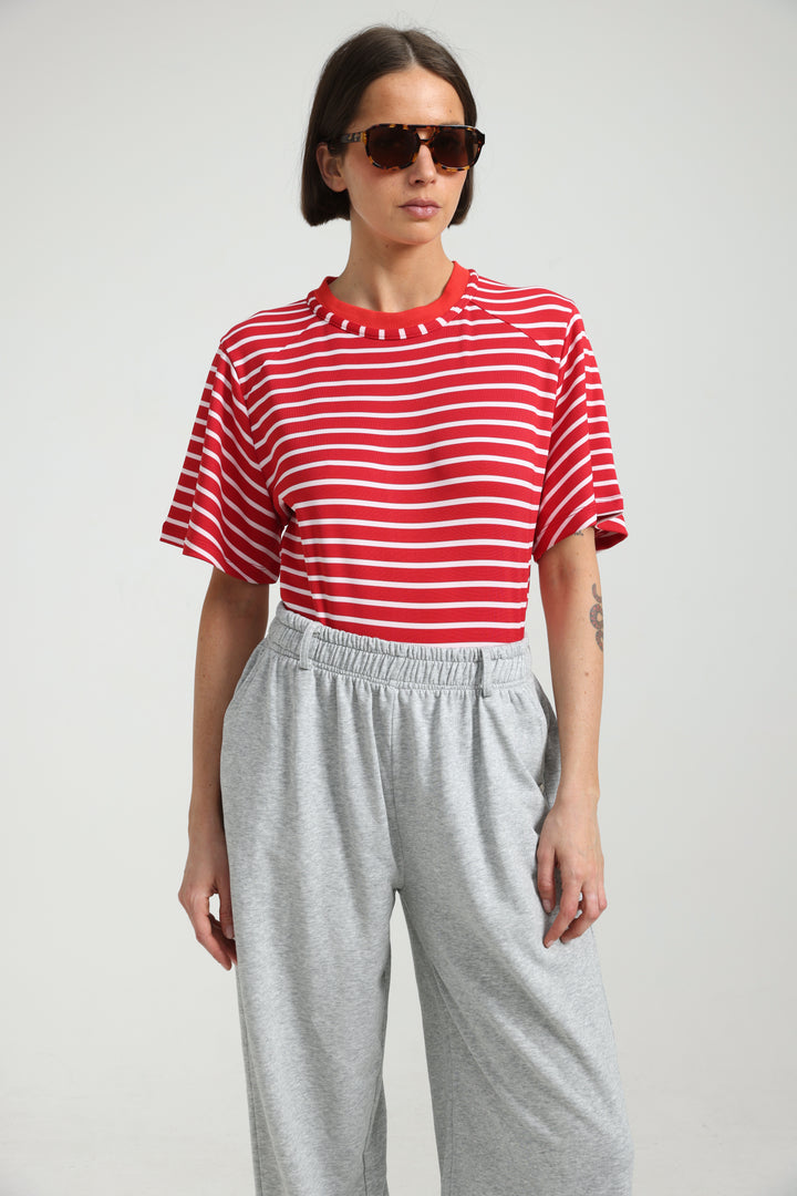 Candy Red Striped Bodysuit