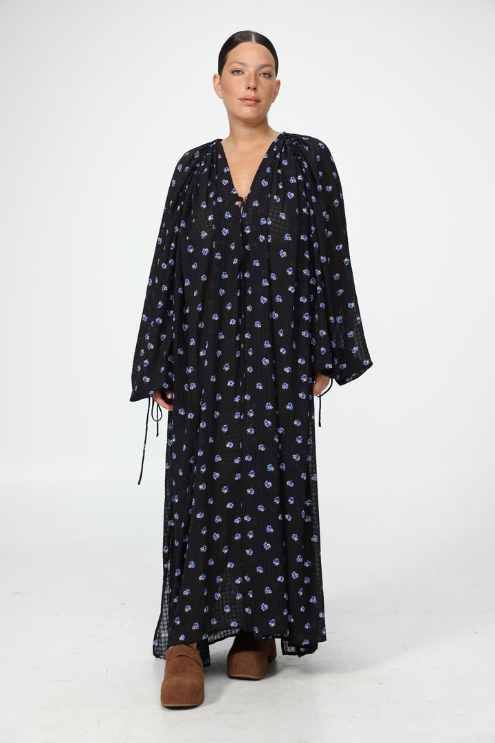 Oversized Black Floral Maxi Dress