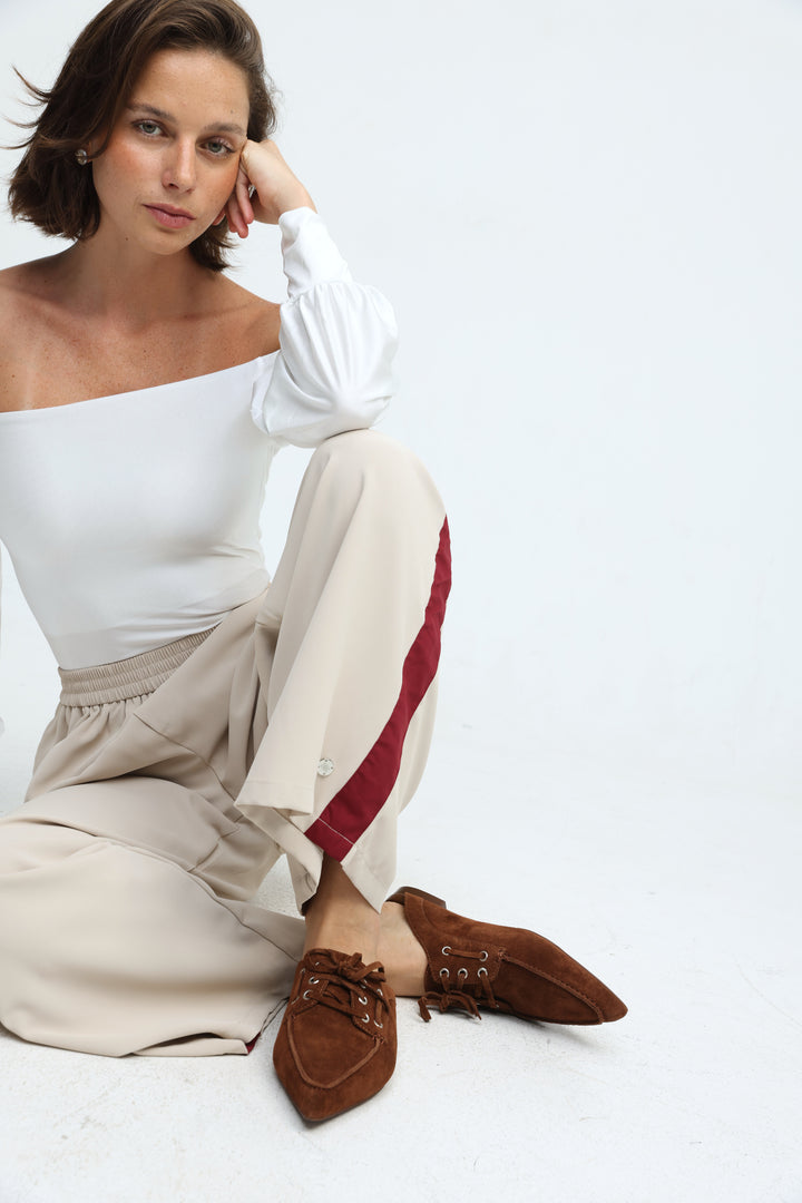 Pointed Brown Suede Moccasin Slides
