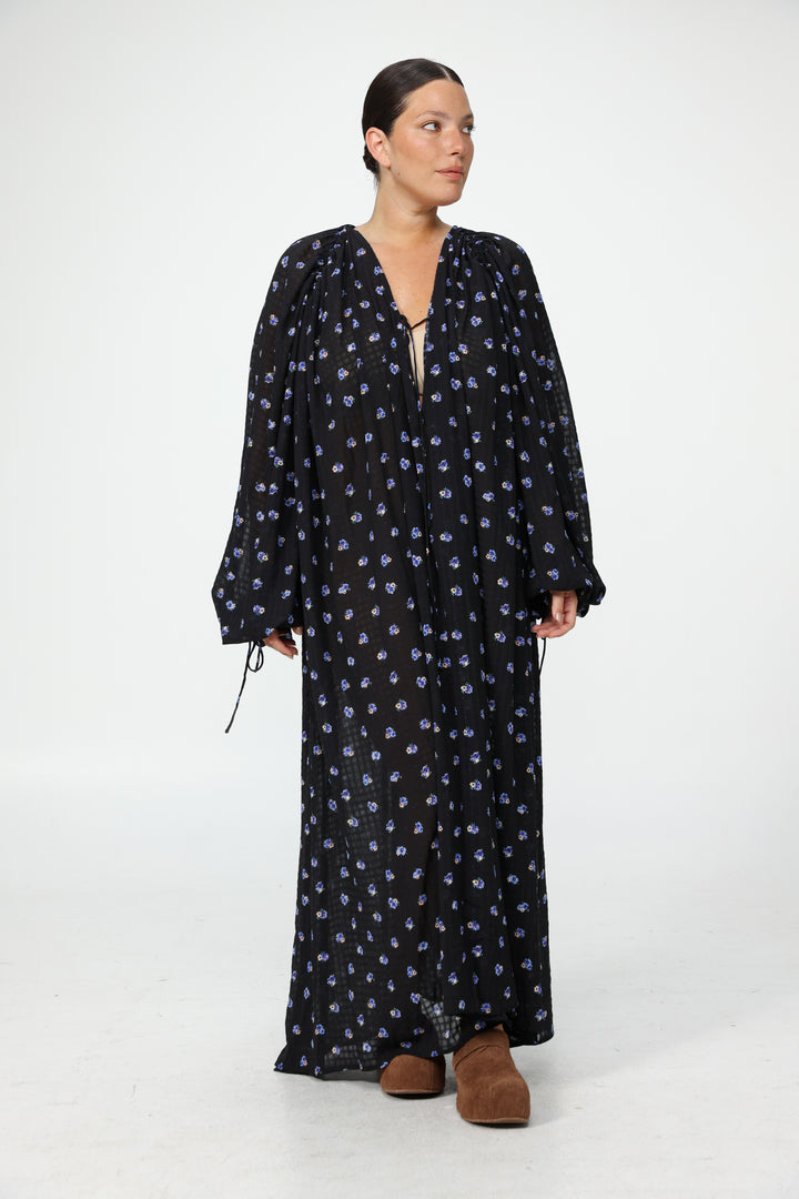 Oversized Black Floral Maxi Dress