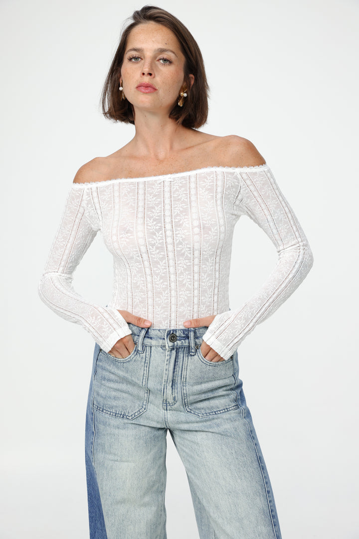Pointed Cream Off Shoulder Shirt