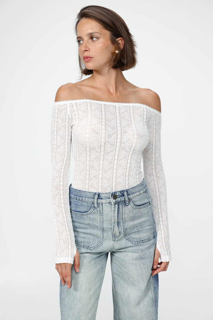 Pointed Cream Off Shoulder Shirt