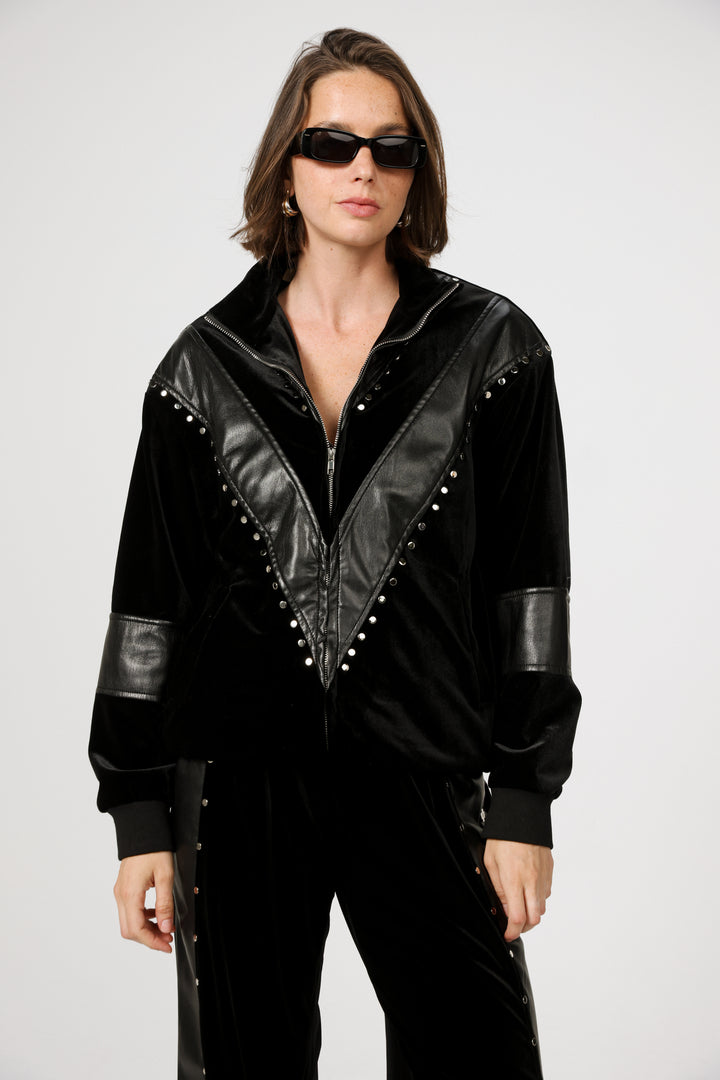 Studded Black Velvet Jacket