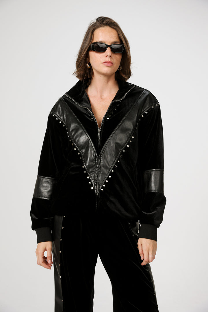 Studded Black Velvet Jacket