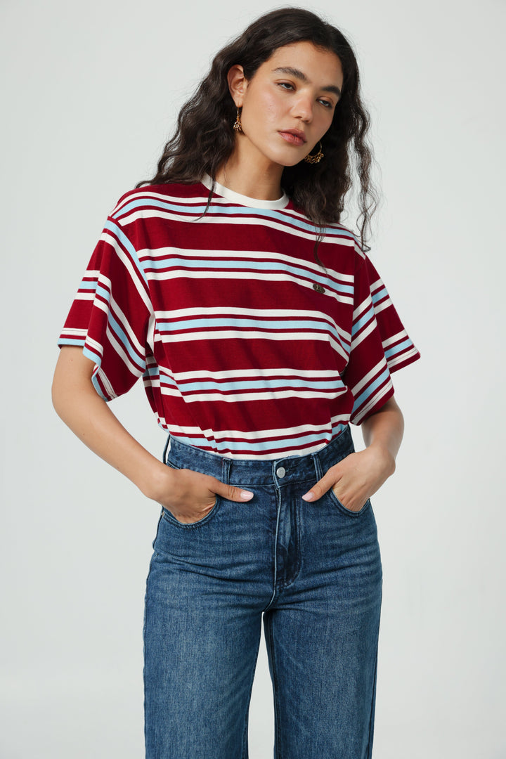 Federer Red Striped T-Shirt