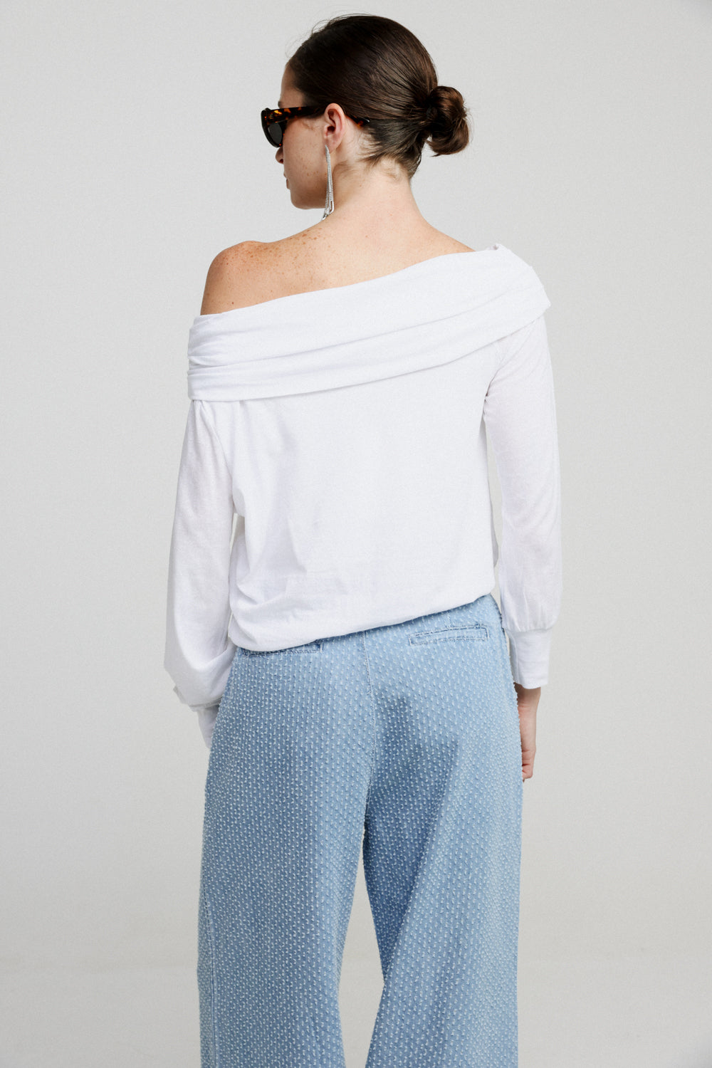 Draw Off Shoulder White Top