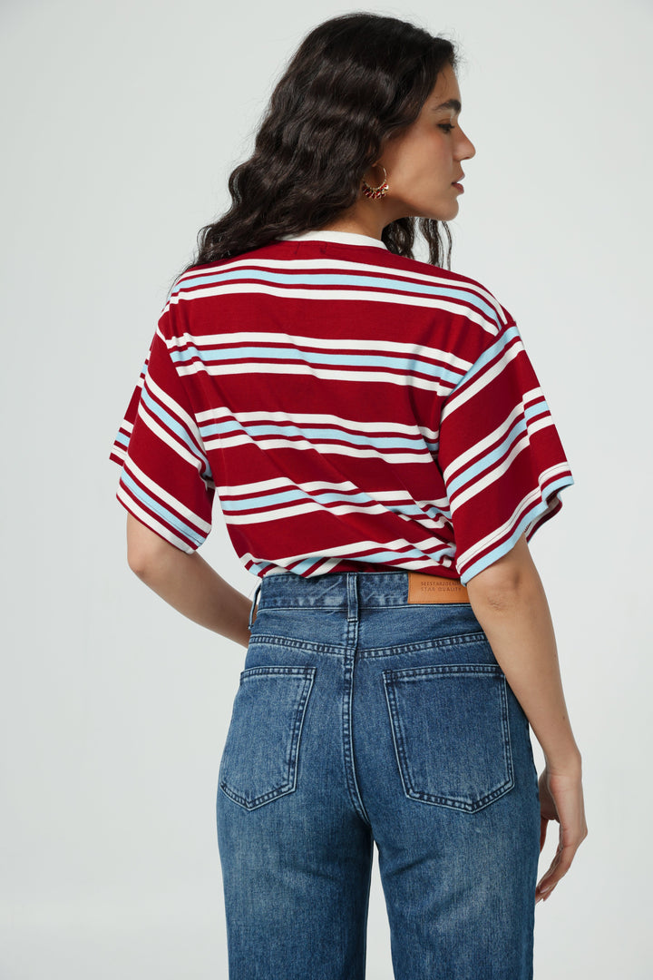 Federer Red Striped T-Shirt