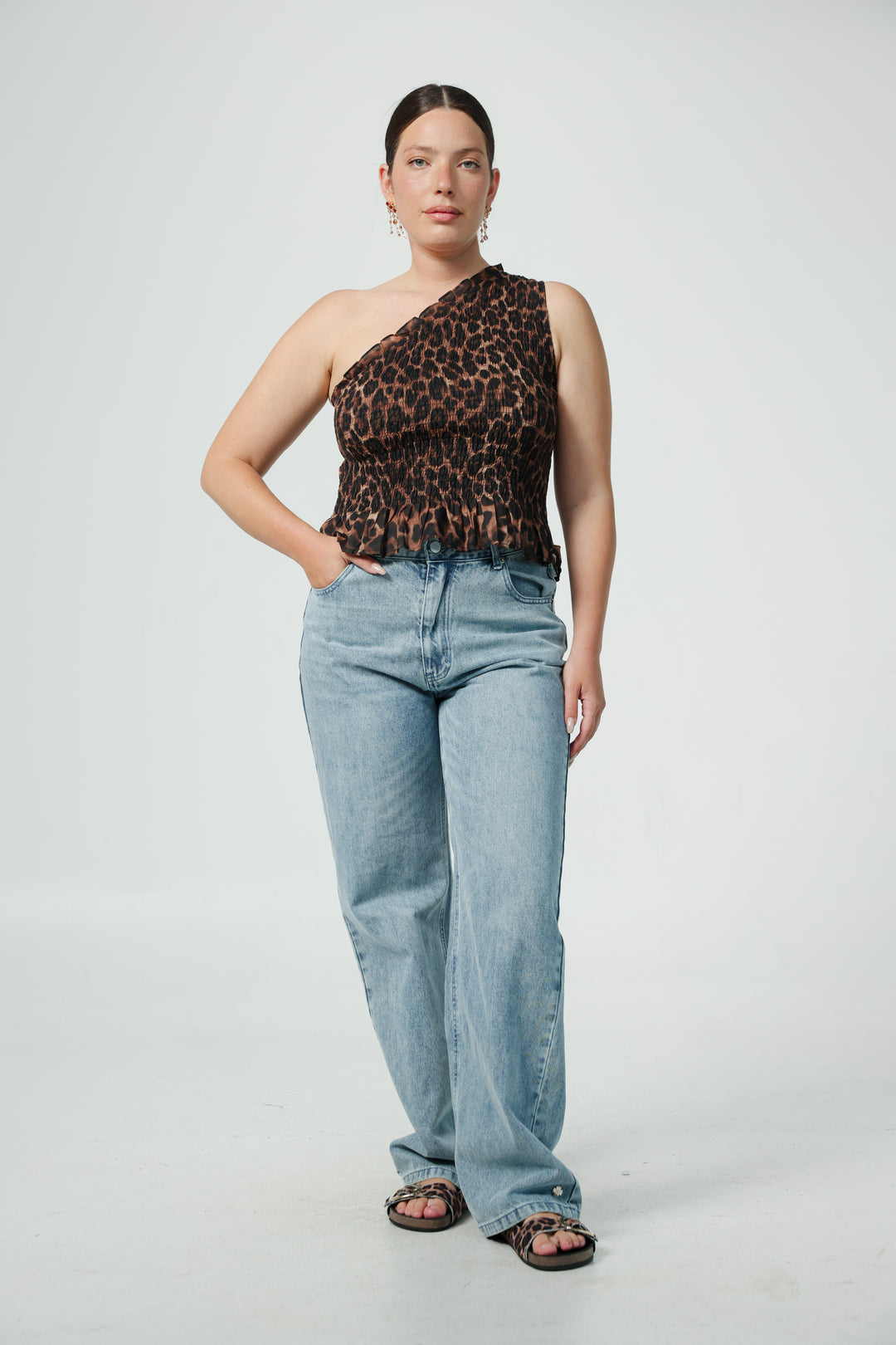 Centara Leopard One Shoulder Top