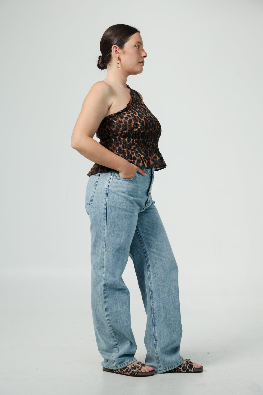 Centara Leopard One Shoulder Top