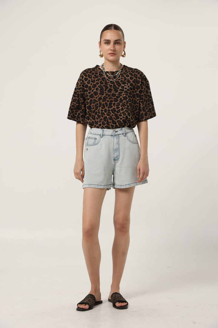 Lion Sky Blue Denim Shorts