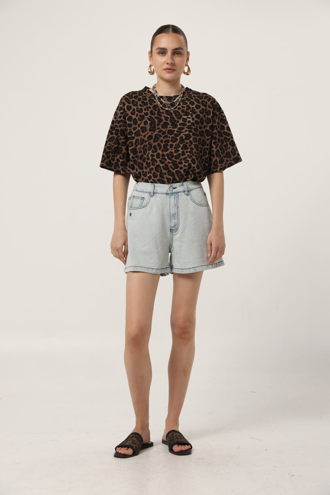 Lion Sky Blue Denim Shorts