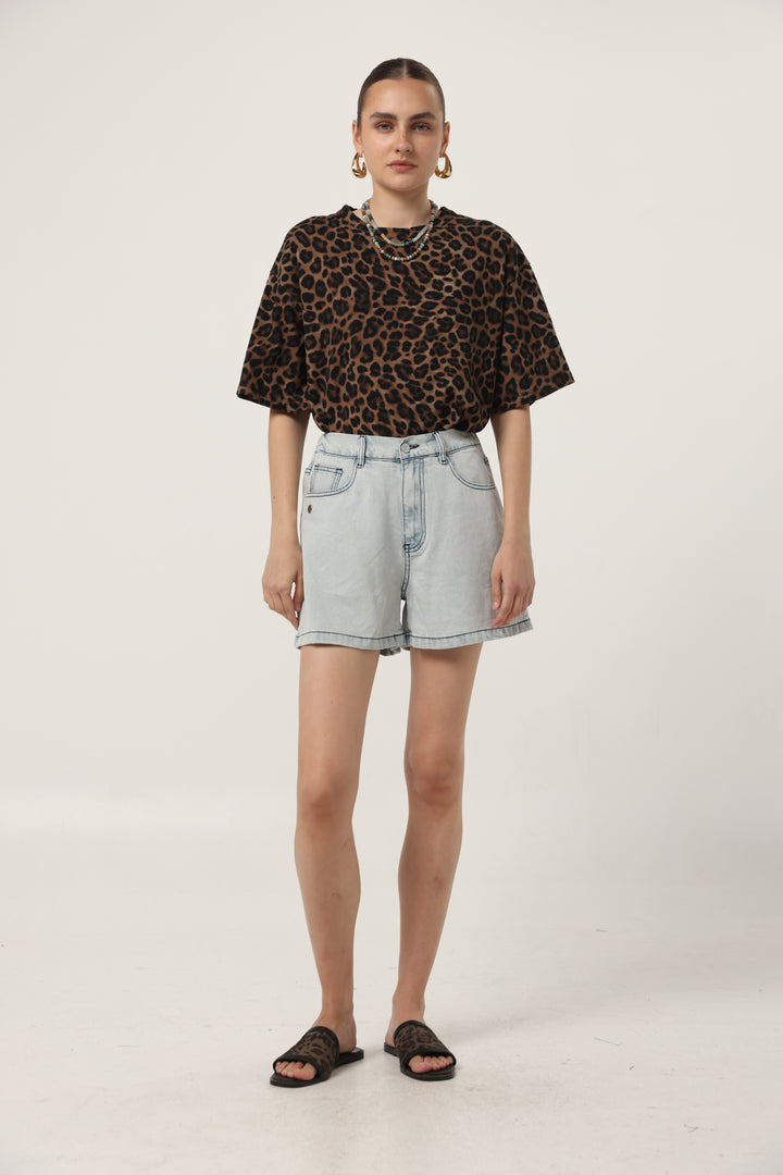 Lion Sky Blue Denim Shorts
