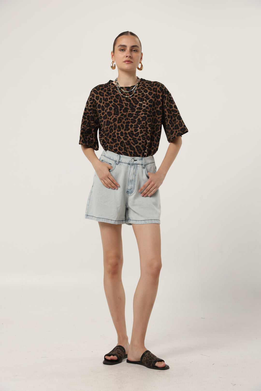 Lion Sky Blue Denim Shorts
