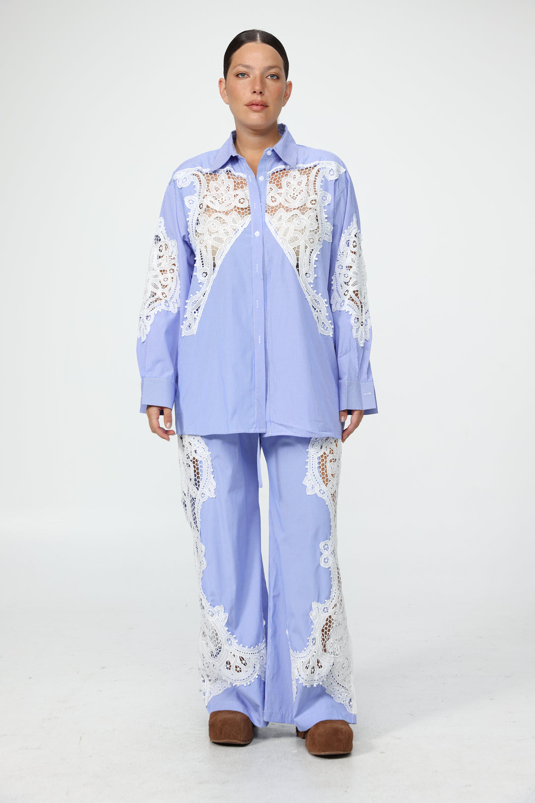 Lace Panel Light Blue Bottoms