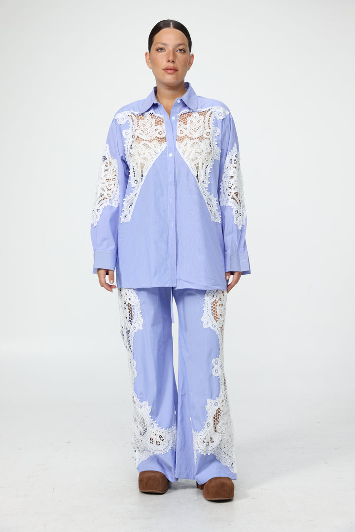 Lace Panel Light Blue Bottoms