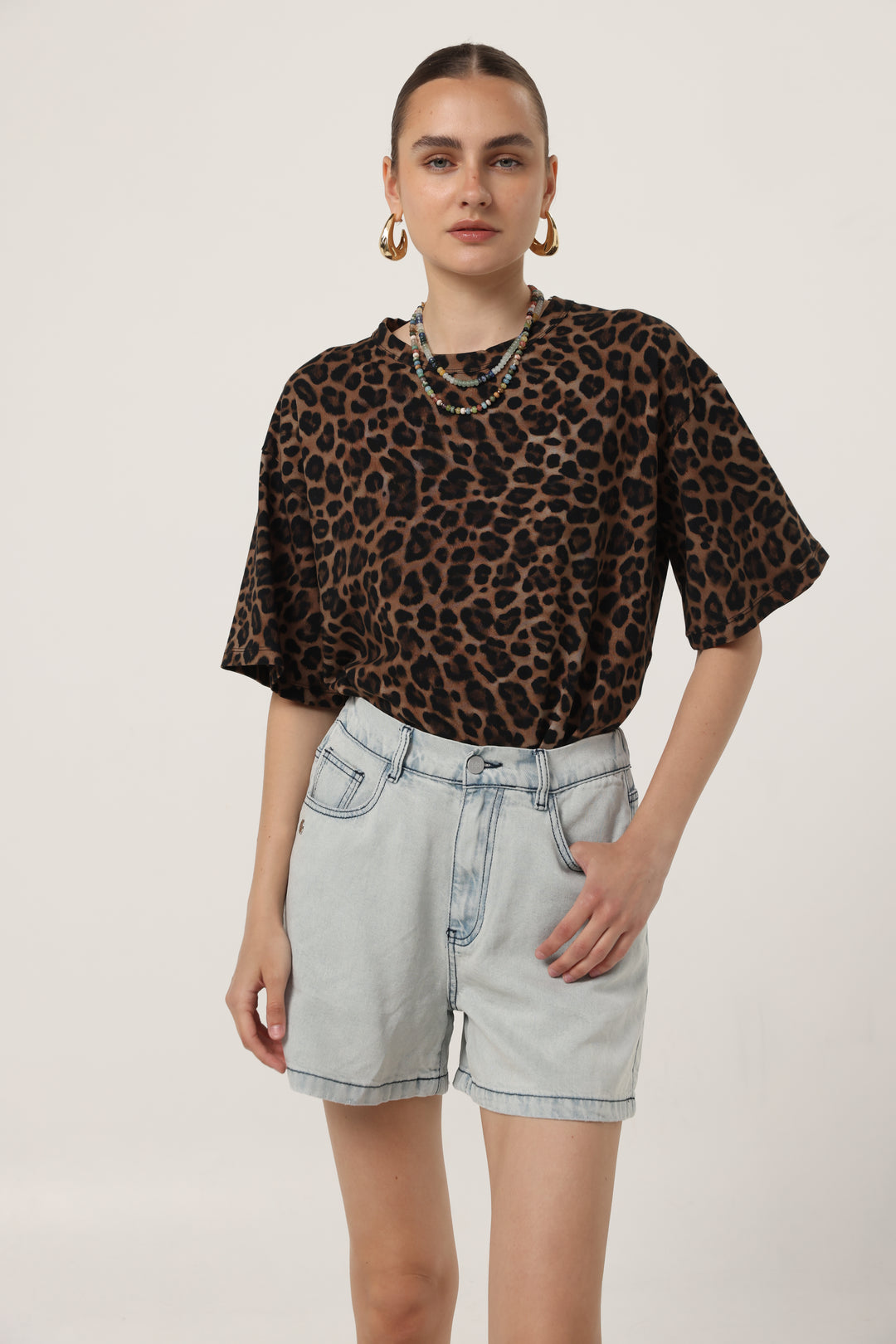 Lion Sky Blue Denim Shorts