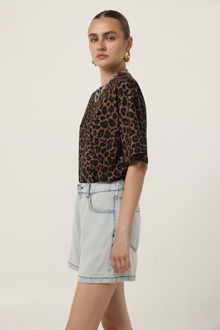 Lion Sky Blue Denim Shorts