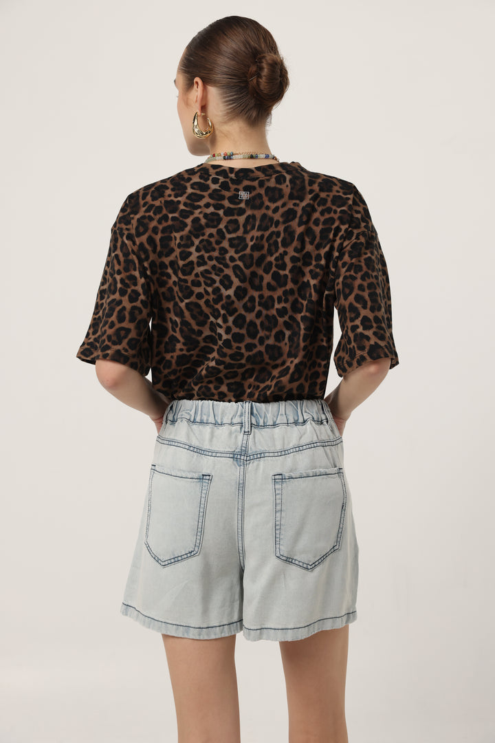 Lion Sky Blue Denim Shorts