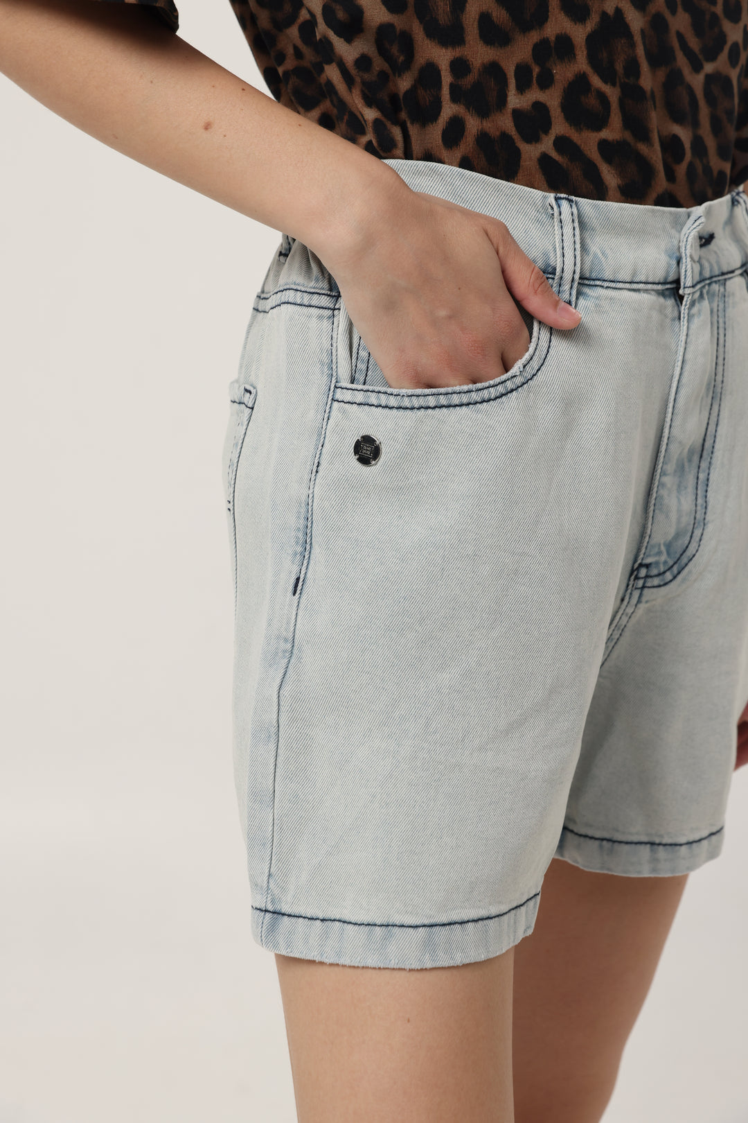 Lion Sky Blue Denim Shorts