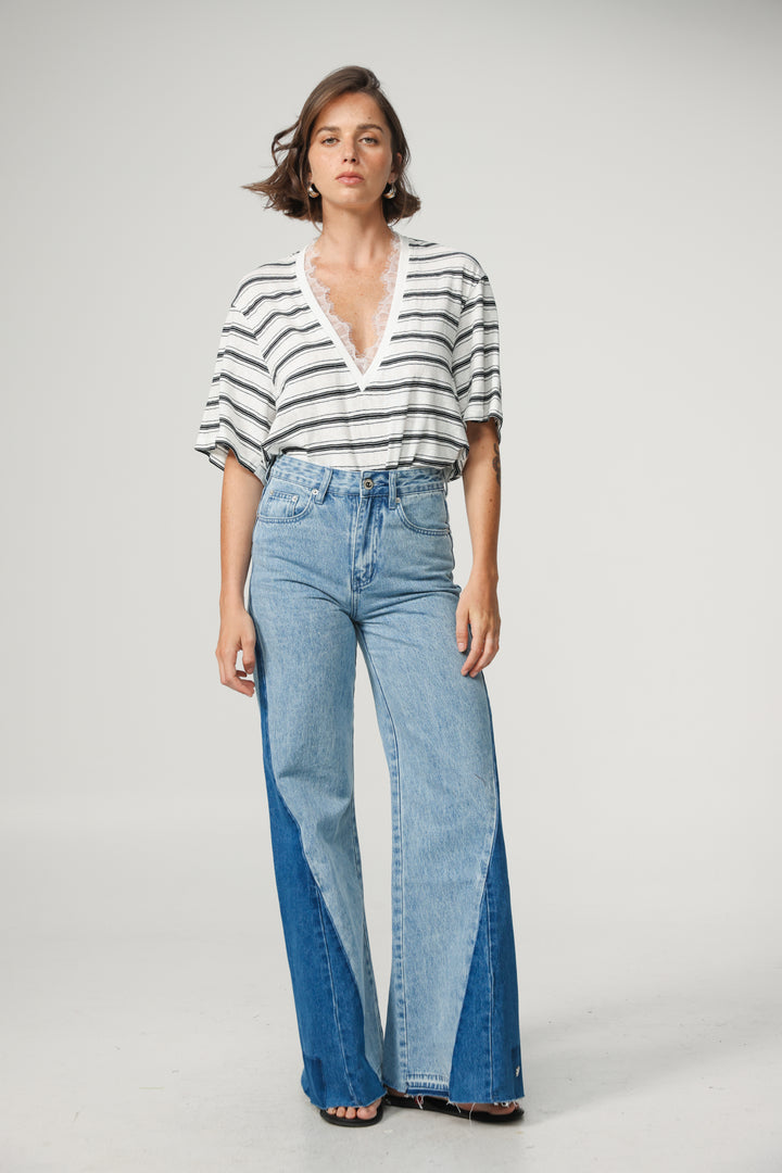 Glow White Striped T-Shirt