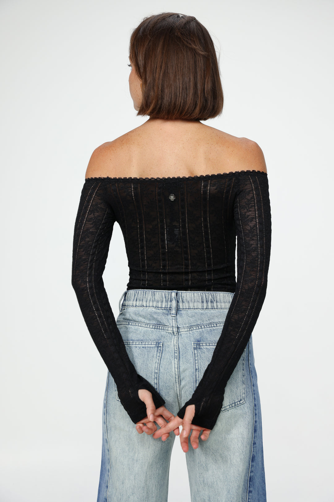 Pointed Black Off Shoulder Shirt
