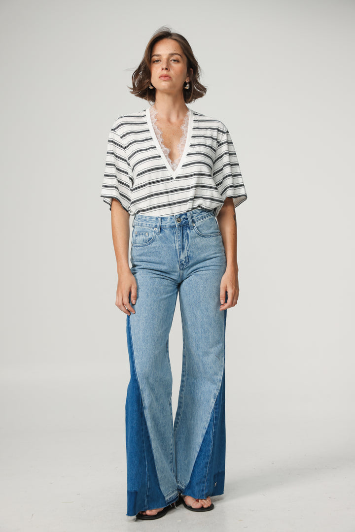 Glow White Striped T-Shirt