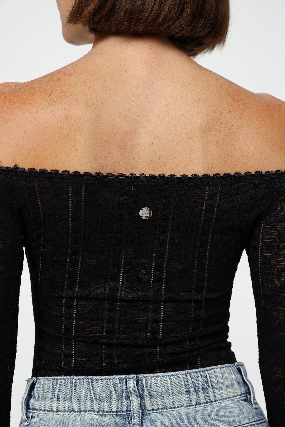 Pointed Black Off Shoulder Shirt