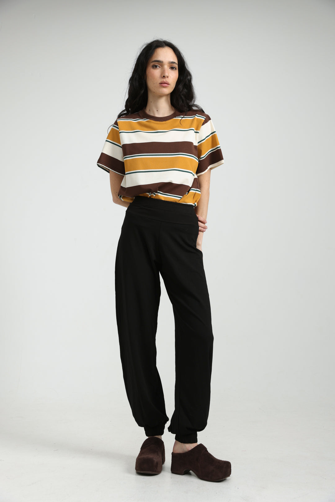 Simpla Musturd Striped T-Shirt