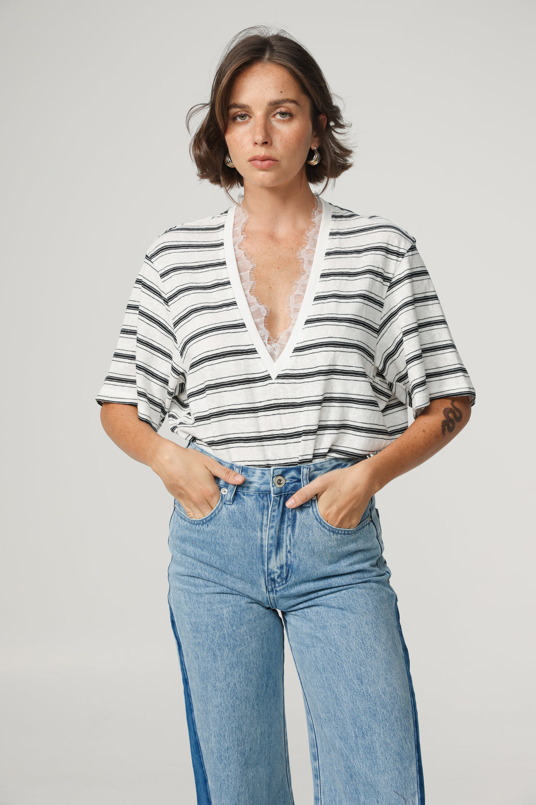 Glow White Striped T-Shirt
